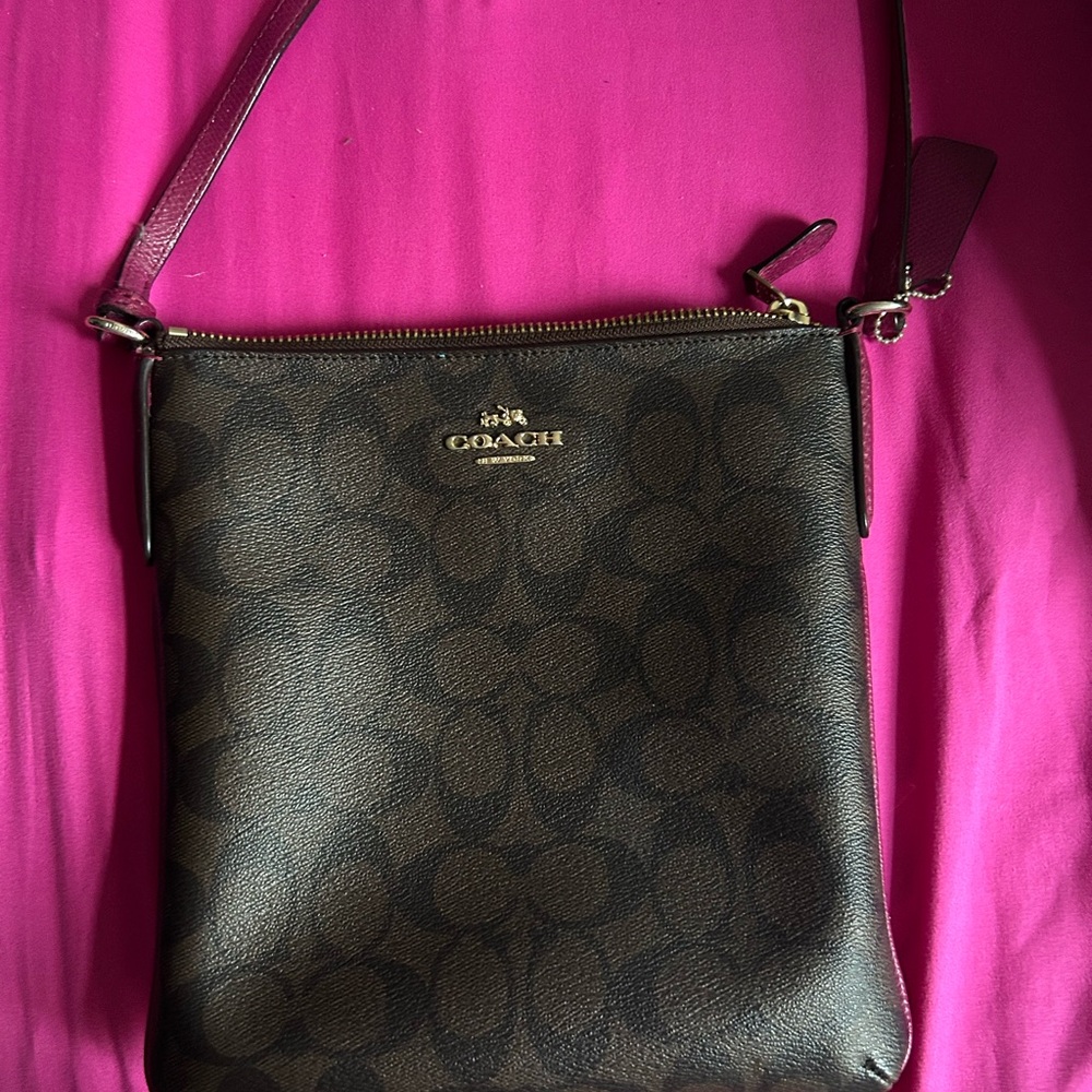 Coach Dark Brown Signature Crossbody Bag